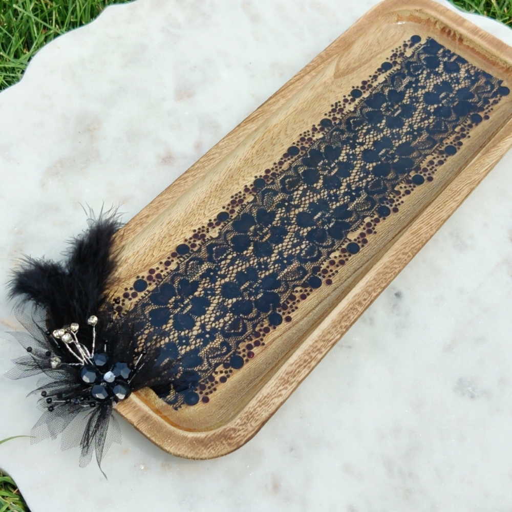 Wood and Handmade Resin Decorative Vessel/Tray